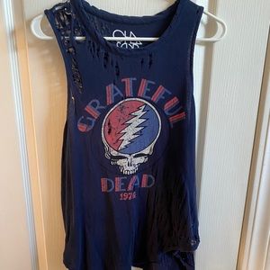 Chaser grateful dead distressed tank top